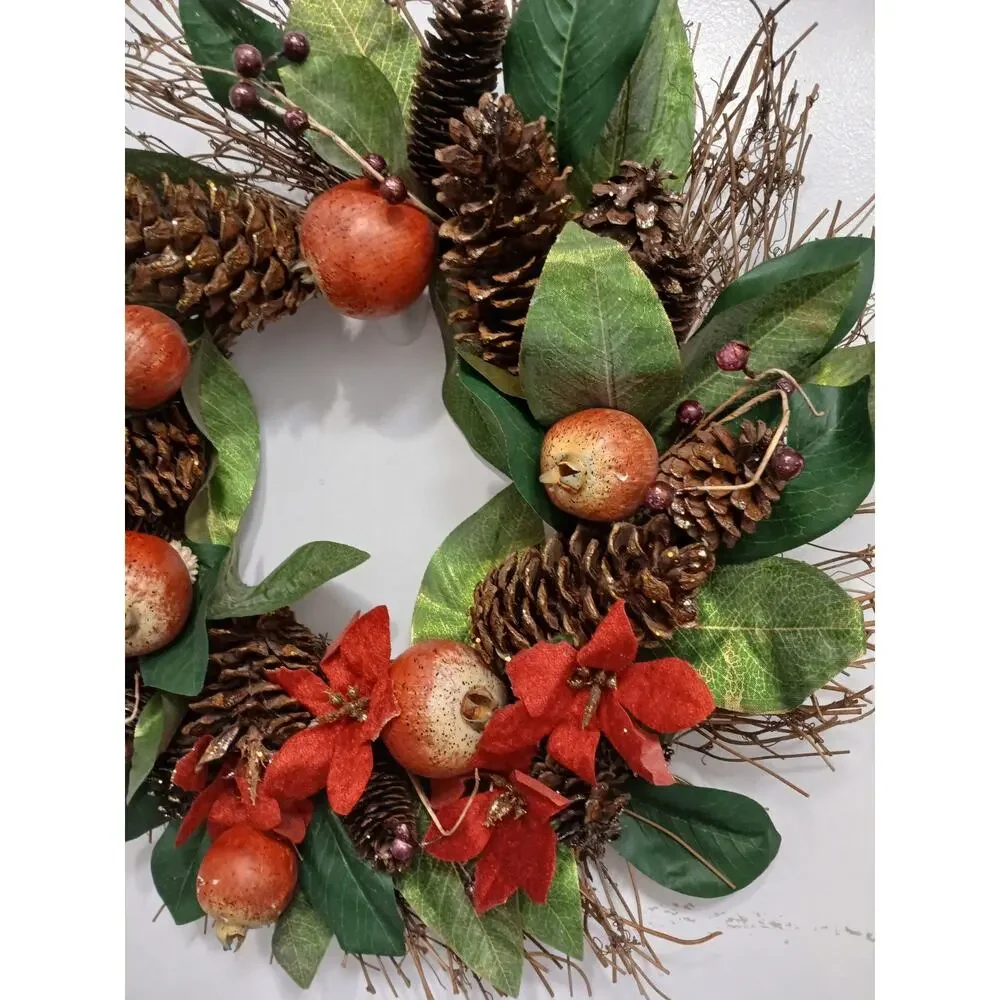 Winter Door Wreath Beautiful Pomegranate Realistic Holiday Christmas Arrangement